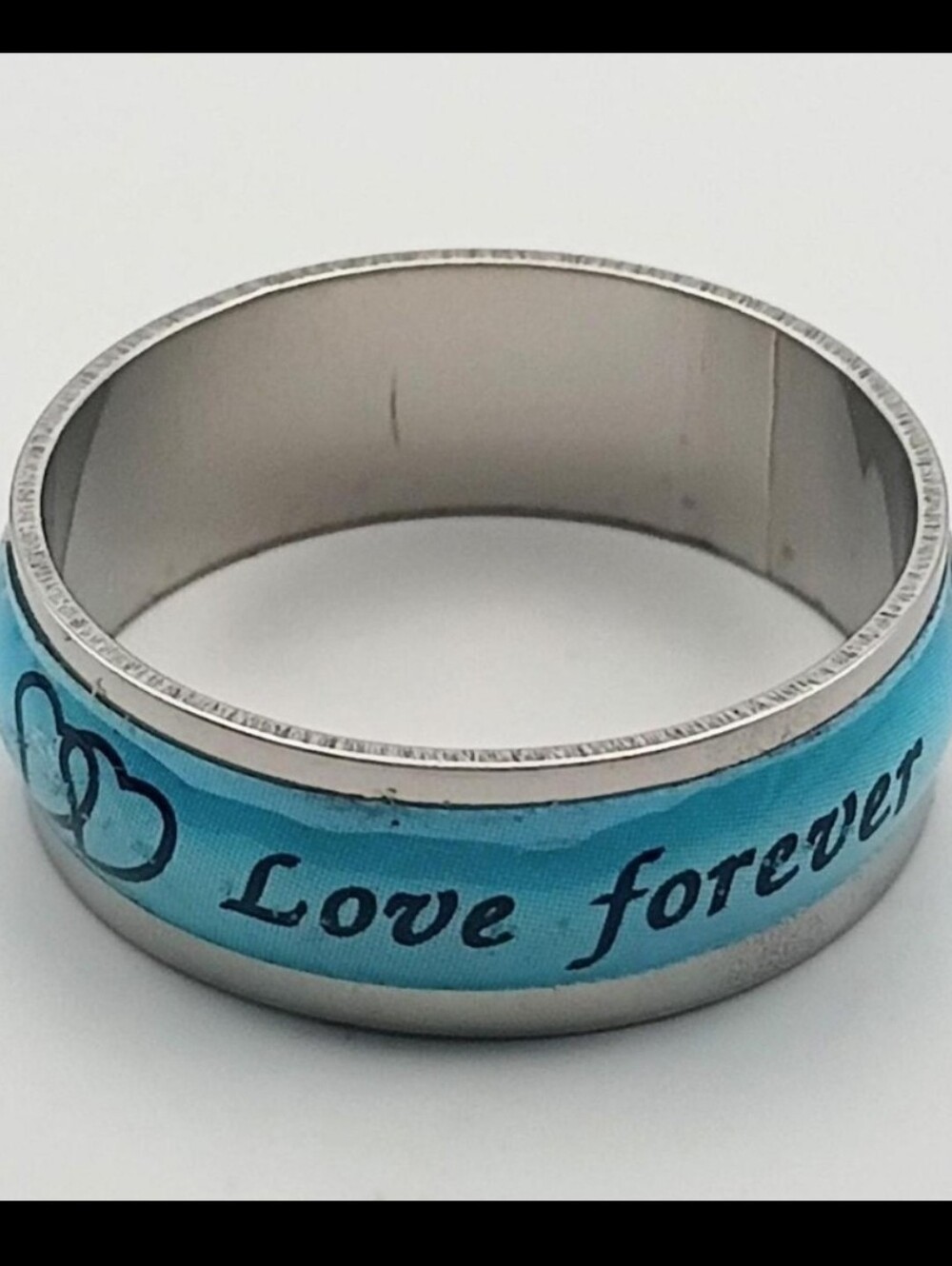 Blue Love Forever Stainless Steel Ring Size 7 - Picture 3 of 3